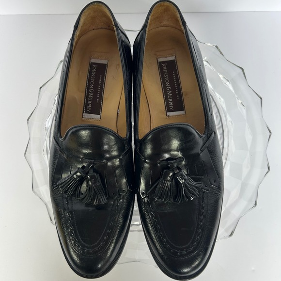 Johnston & Murphy Other - Johnston & Murphy Handcrafted Leather Tassel Loafers Black Made‎ in Italy 10.5M
